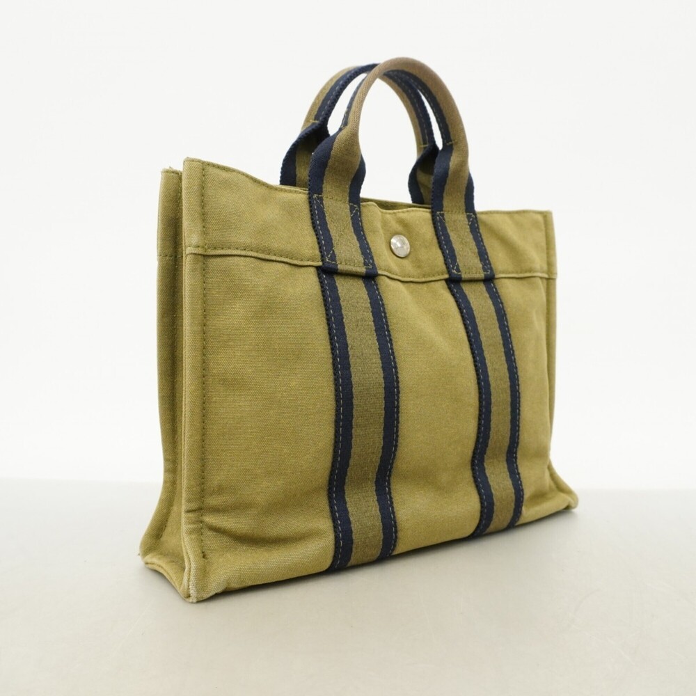 Hermes Fourre-Tout PM Canvas Tote Bag, Khaki, Women's - Picture 2 of 10